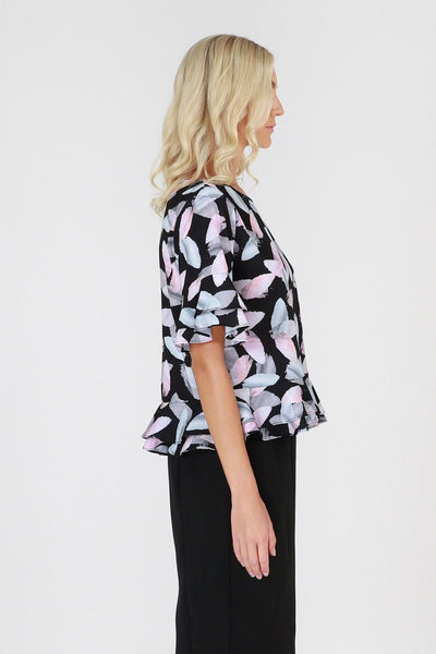 3RD Love Rainbow Romance Ruffled Hem Top in Print - Hey Sara