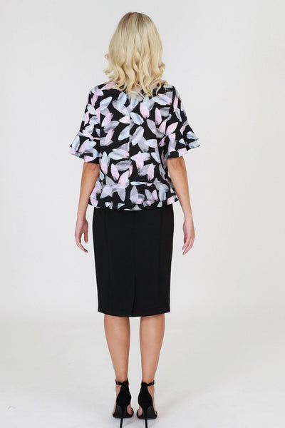3RD Love Rainbow Romance Ruffled Hem Top in Print - Hey Sara