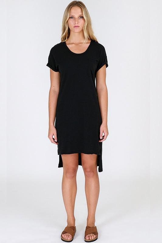 3RD Story Berlin Cotton Tunic Dress with High Low Hemline in Black - Hey Sara