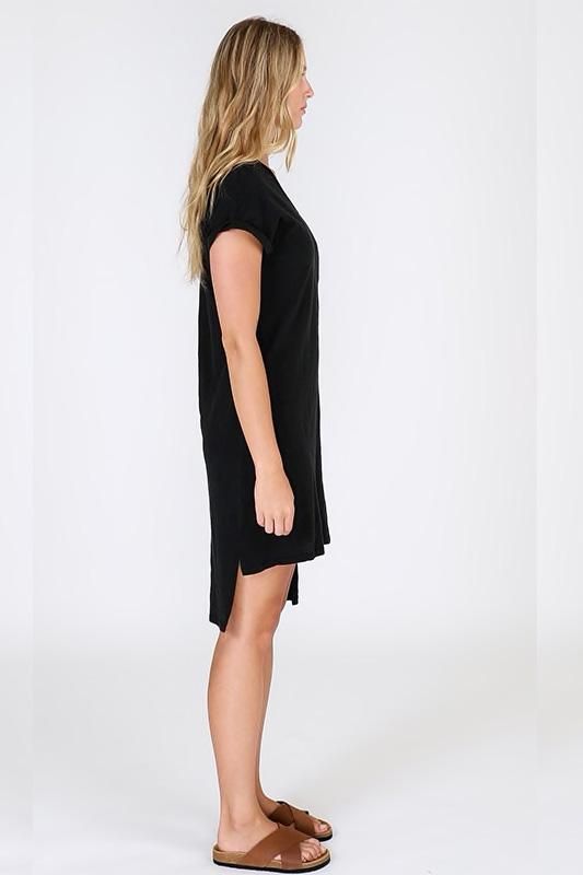 3RD Story Berlin Cotton Tunic Dress with High Low Hemline in Black - Hey Sara