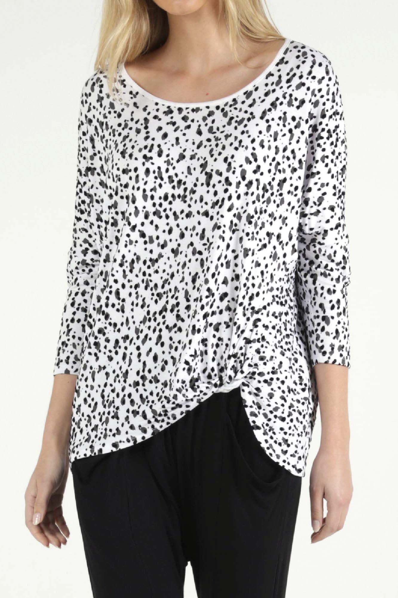 Betty Basics Atlanta 3/4 Sleeve Top in Dalmation Print - Hey Sara