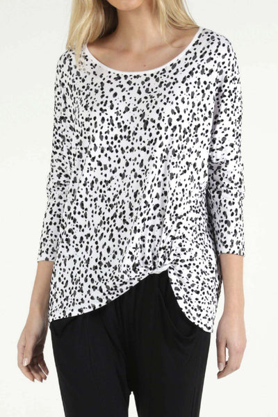 Betty Basics Atlanta 3/4 Sleeve Top in Dalmation Print - Hey Sara