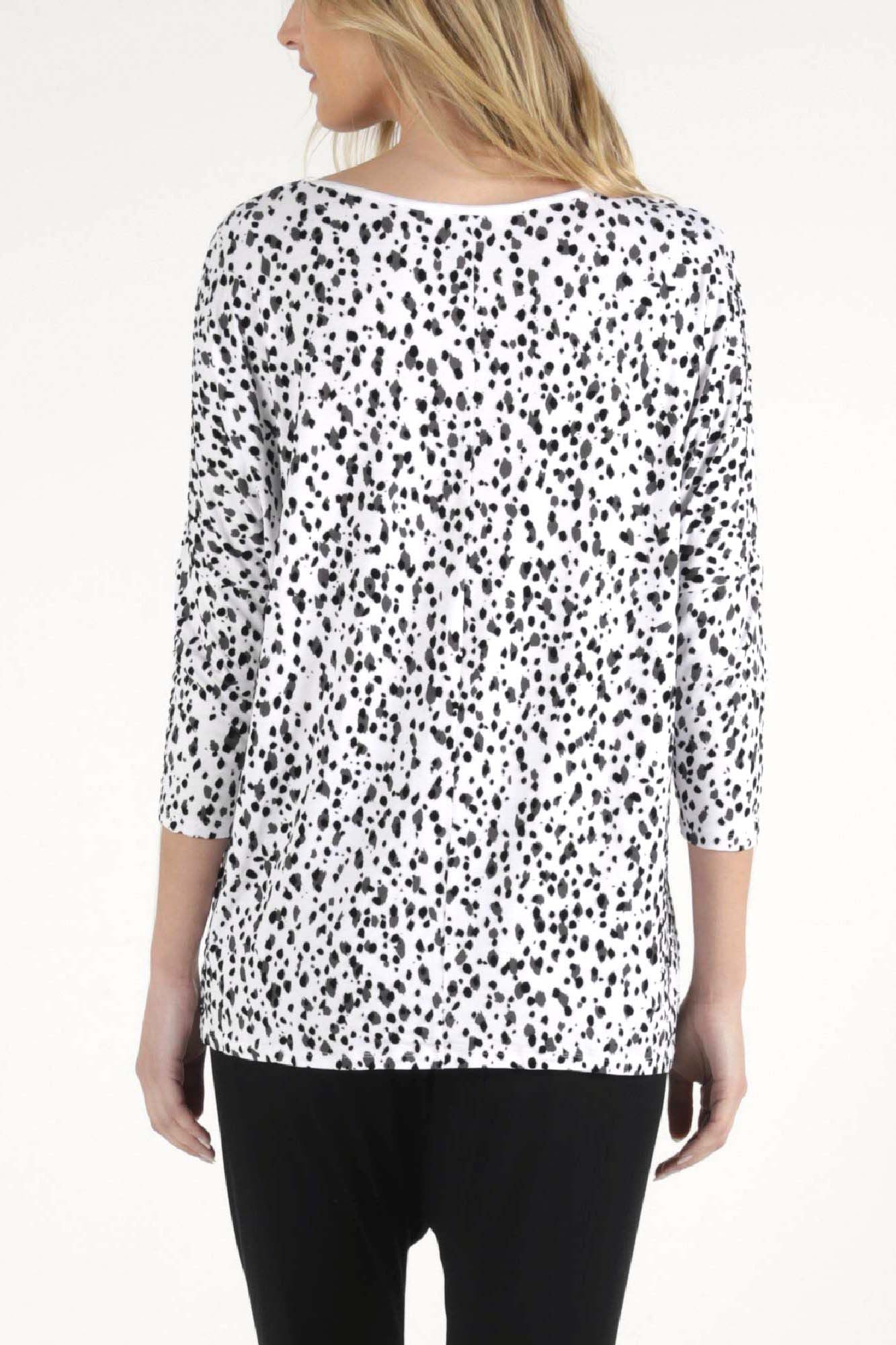 Betty Basics Atlanta 3/4 Sleeve Top in Dalmation Print - Hey Sara