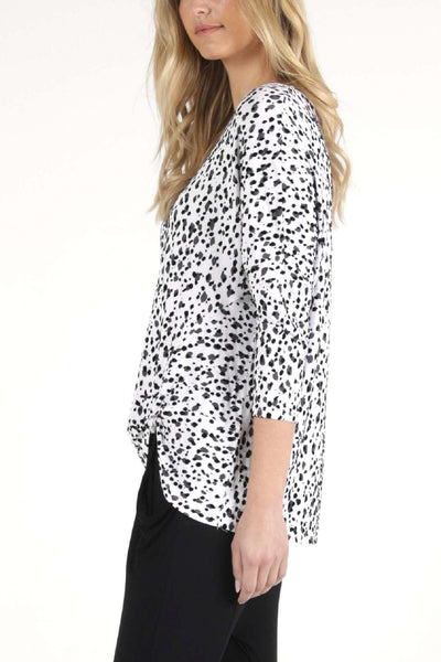 Betty Basics Atlanta 3/4 Sleeve Top in Dalmation Print - Hey Sara