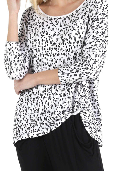 Betty Basics Atlanta 3/4 Sleeve Top in Dalmation Print - Hey Sara