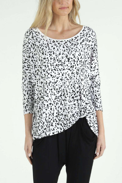 Betty Basics Atlanta 3/4 Sleeve Top in Dalmation Print - Hey Sara