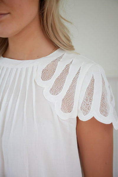 Ava Ruby Embroidered Top in White - Hey Sara
