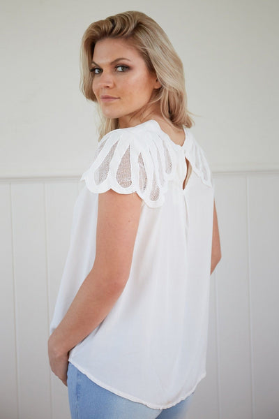 Ava Ruby Embroidered Top in White - Hey Sara