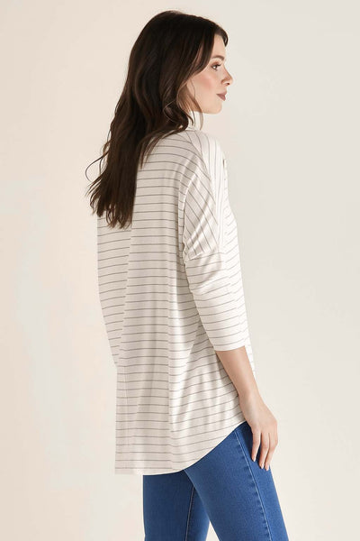 Betty Basics Milan Top in Ivory White Lurex Stripe