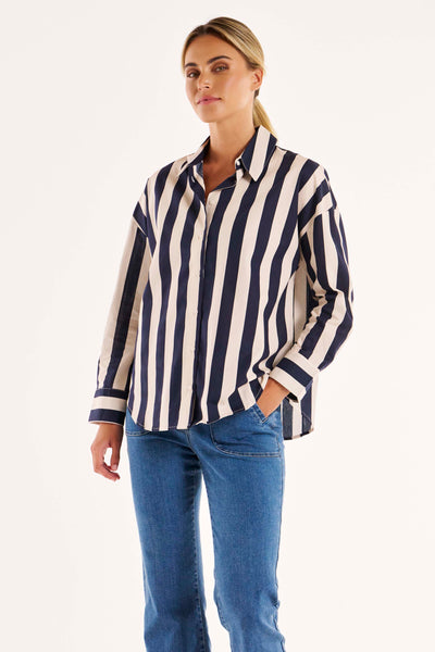 Betty Basics Stripe Shirt in Navy Stripe