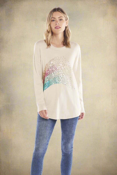 Betty Basics Sophie Knit Jumper in Cream with Glitter Sequins