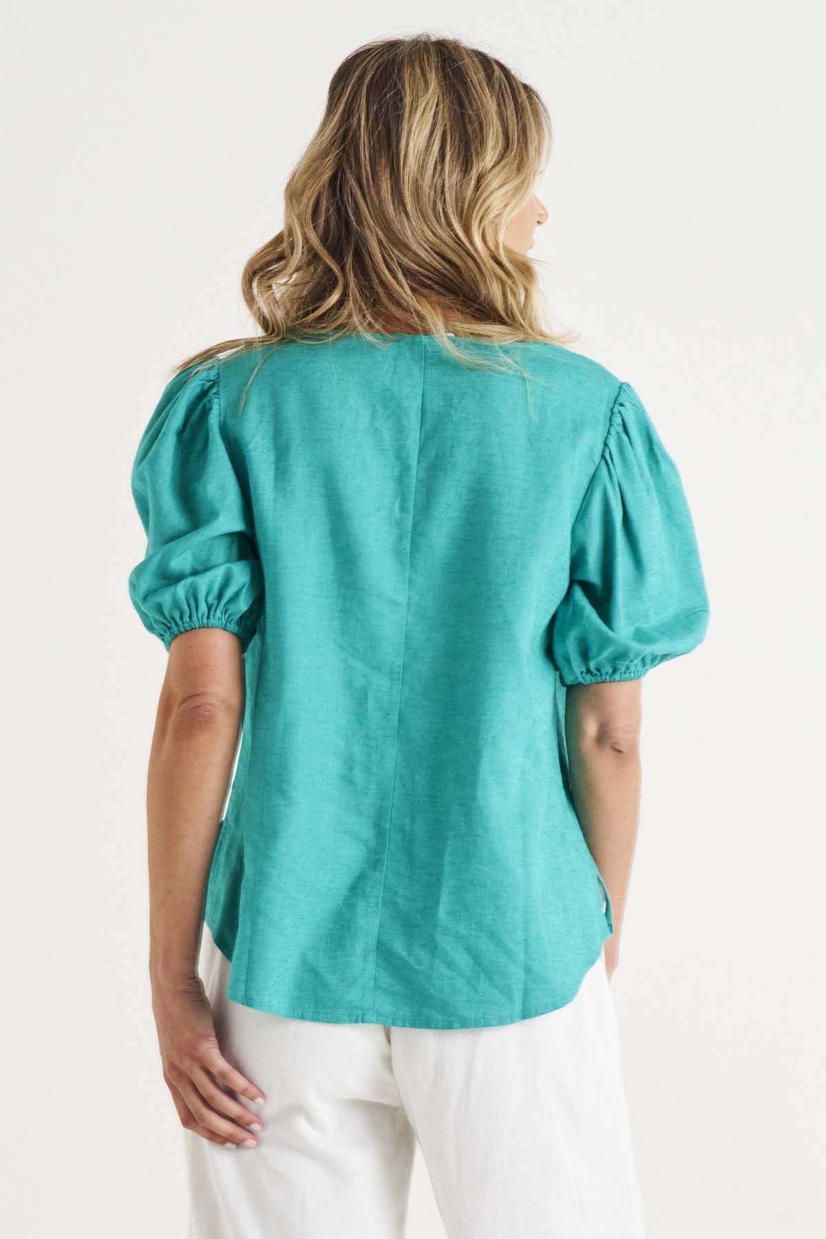 Betty Basics Alba Blouse in Teal - Hey Sara
