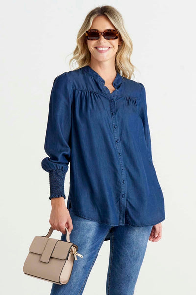 Betty Basics Alice Blouse in Blue Haze - Hey Sara