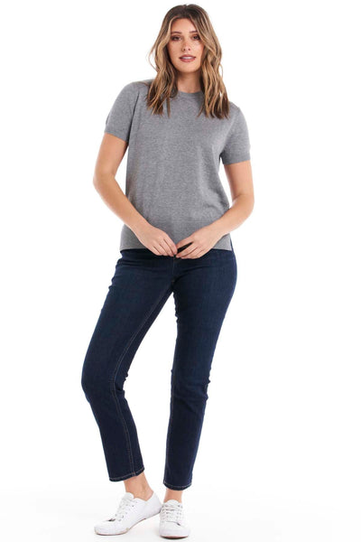 Betty Basics Antonia Knit Tee in Slate Grey - Hey Sara