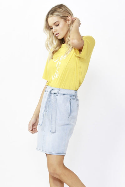 Betty Basics Archer Stretch Denim Skirt in Sky Blue - Hey Sara