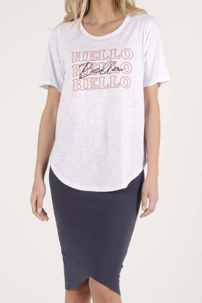 Betty Basics Ariana Tee in White - Bella Print - Hey Sara