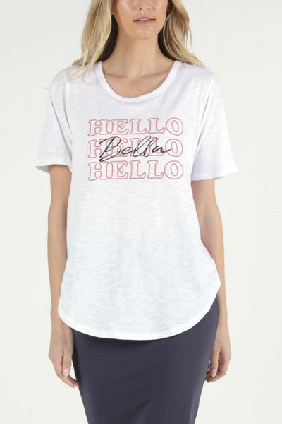 Betty Basics Ariana Tee in White - Bella Print - Hey Sara