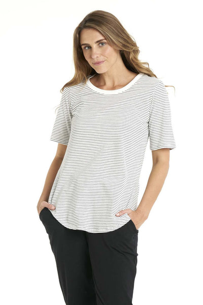 Betty Basics Ariana Tee in White with Black Stripe - Hey Sara