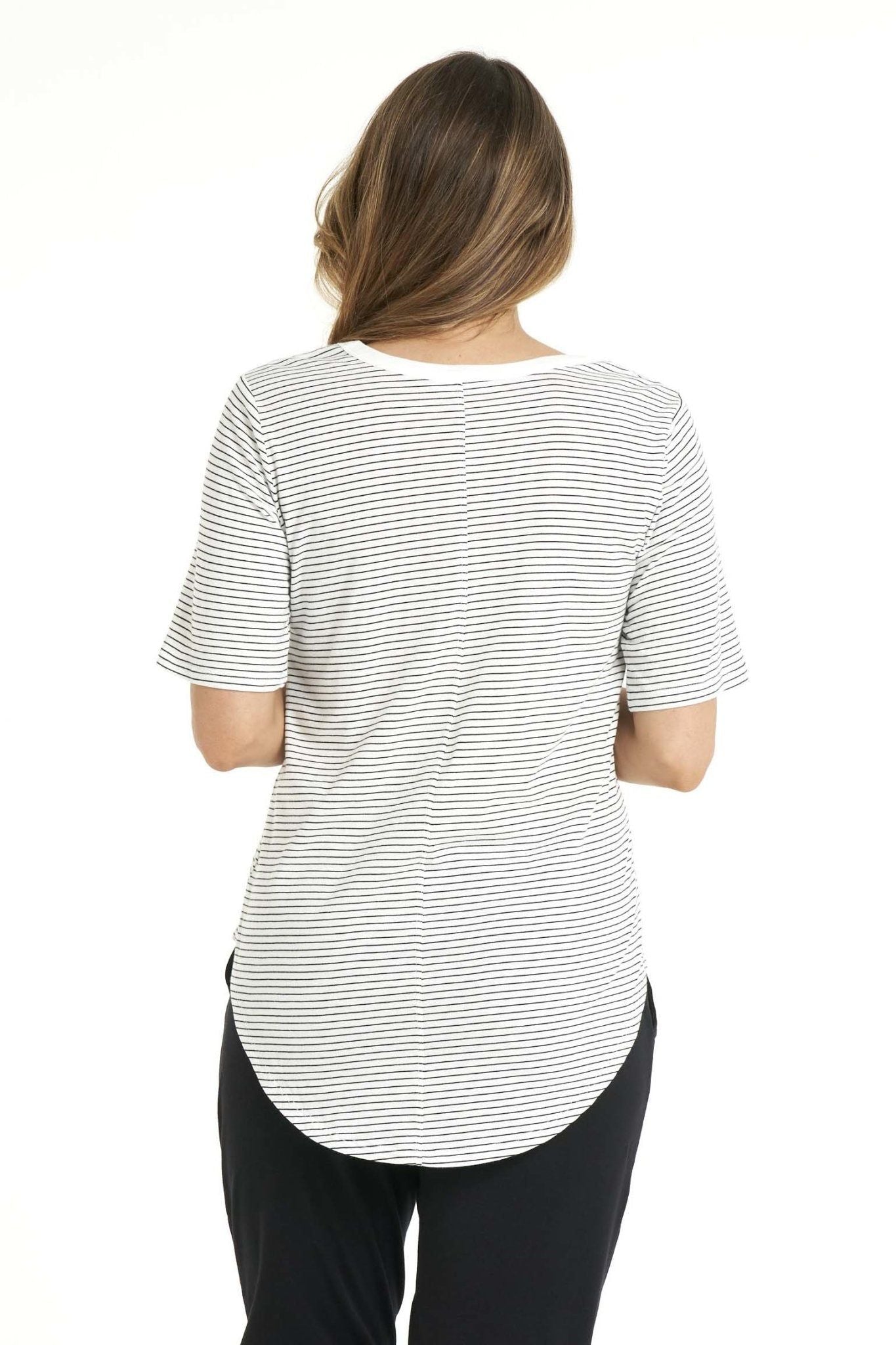 Betty Basics Ariana Tee in White with Black Stripe - Hey Sara