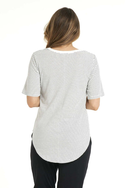 Betty Basics Ariana Tee in White with Black Stripe - Hey Sara