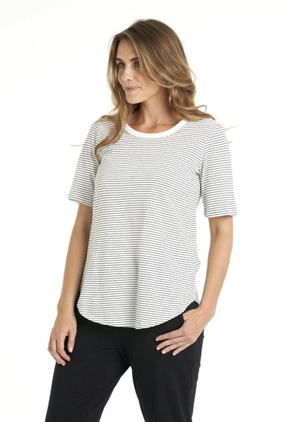 Betty Basics Ariana Tee in White with Black Stripe - Hey Sara