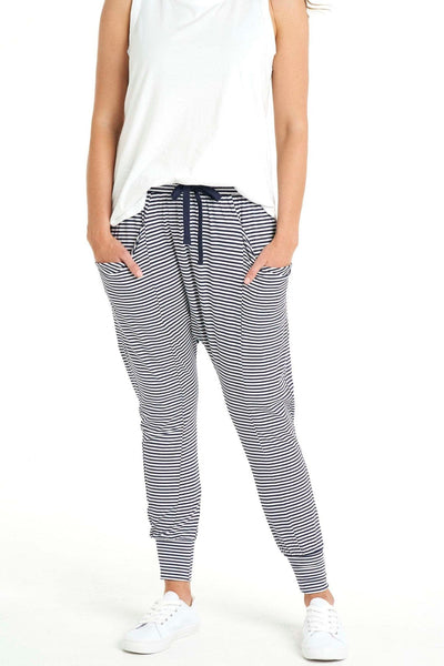 Betty Basics Barcelona Pants in Navy White Stripe - Hey Sara