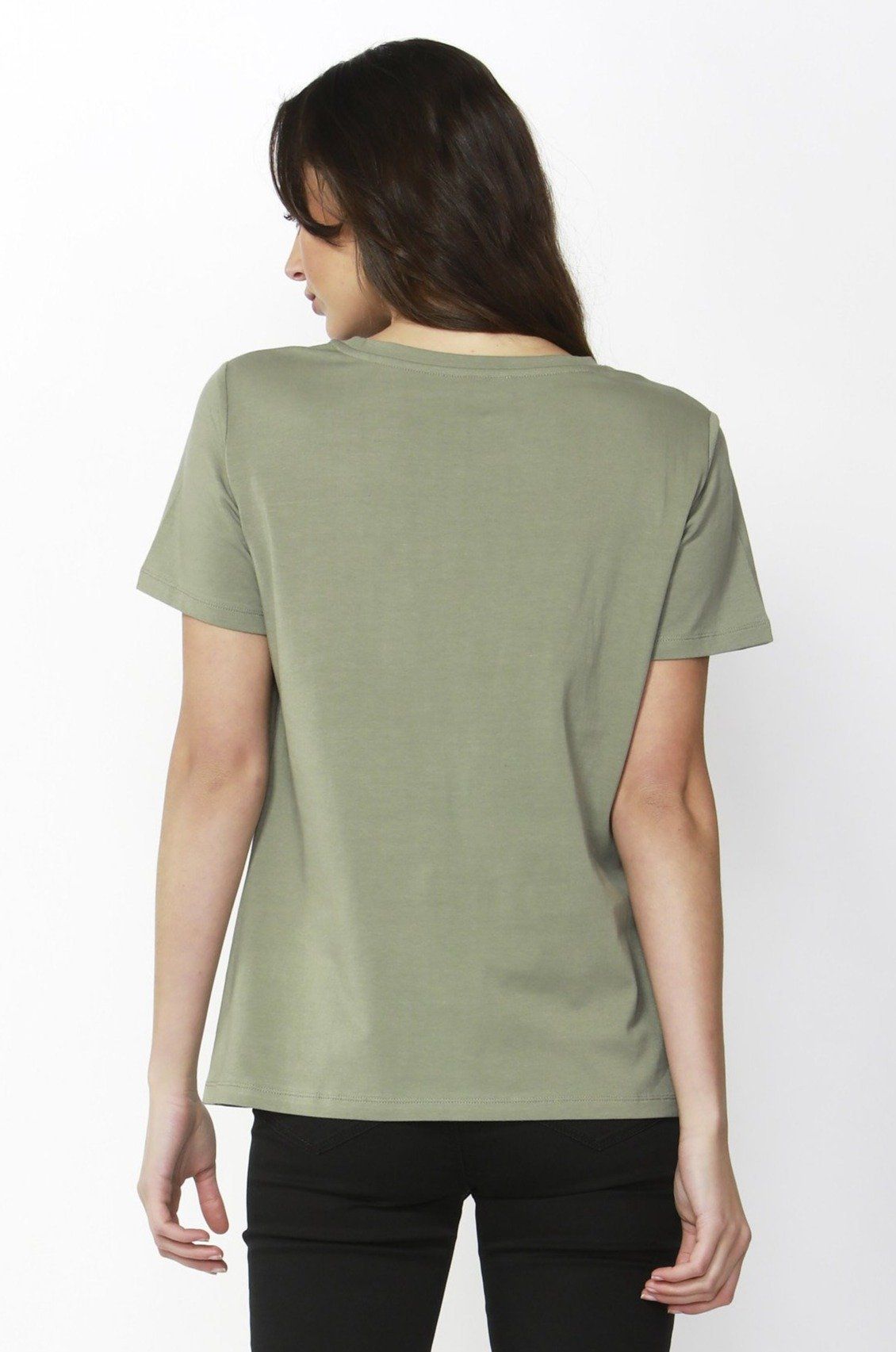 Betty Basics Cara Tee in Moss with Sequin Trim - Hey Sara