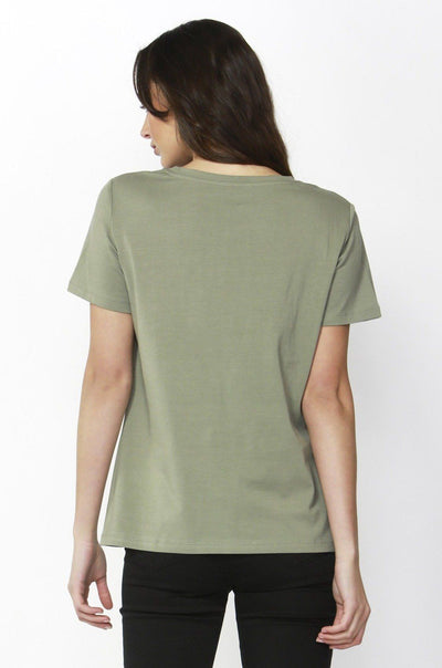 Betty Basics Cara Tee in Moss with Sequin Trim - Hey Sara