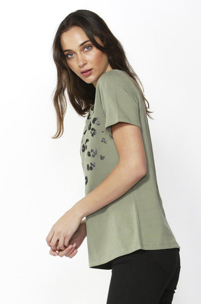 Betty Basics Cara Tee in Moss with Sequin Trim - Hey Sara