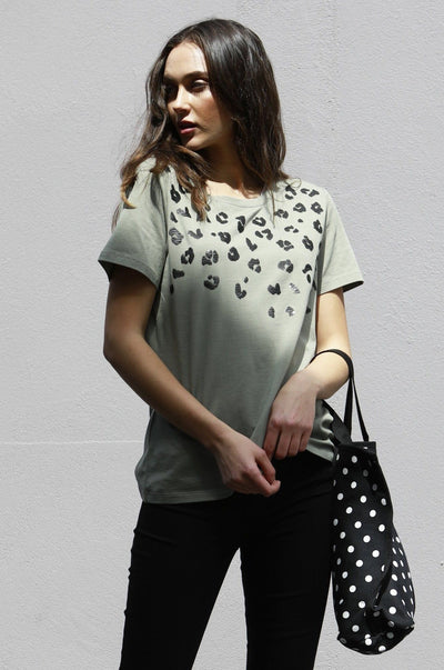 Betty Basics Cara Tee in Moss with Sequin Trim - Hey Sara
