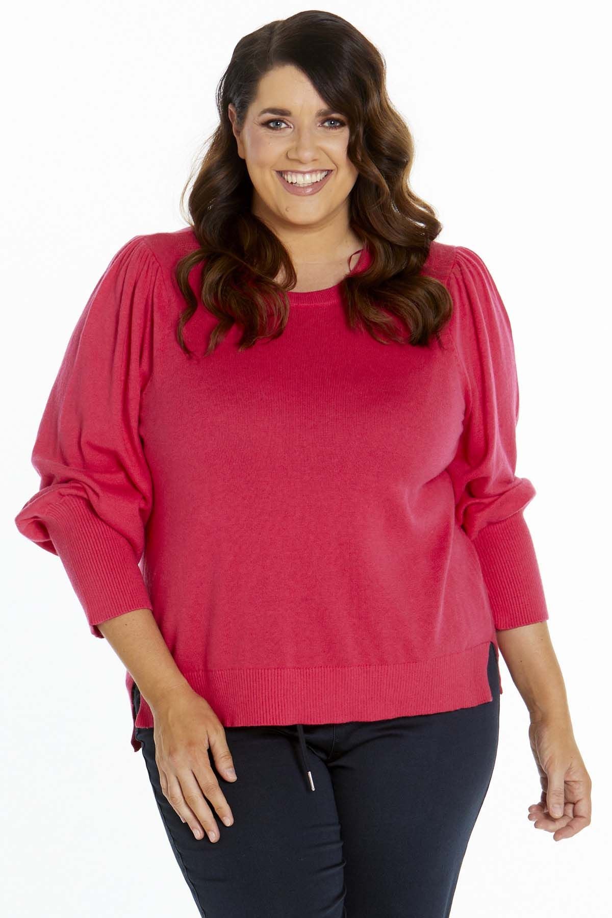 Betty Basics Charlotte Knit Jumper in Pink Poppy - Hey Sara