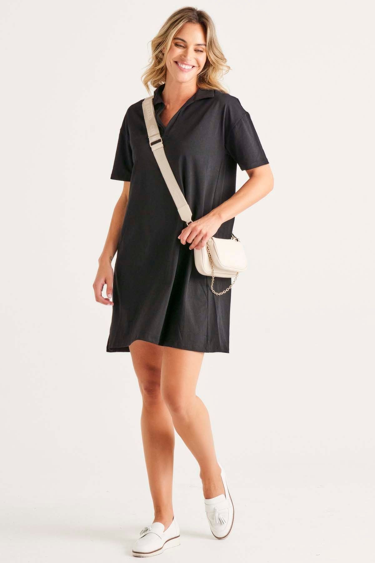 Betty Basics Deana Polo Dress in Black - Hey Sara