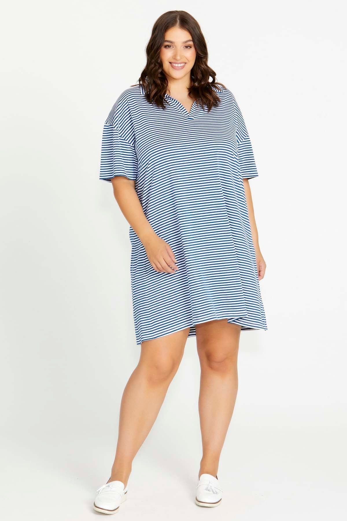 Betty Basics Deana Polo Dress in Persian Stripe - Hey Sara