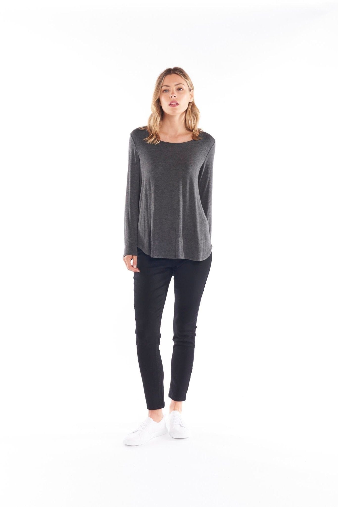 Betty Basics Evanna Top in Charcoal Marle - Hey Sara