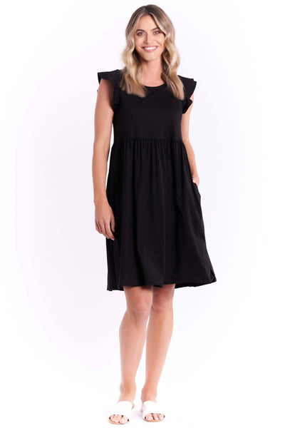 Betty Basics Frill Midi Dress in Black - Hey Sara