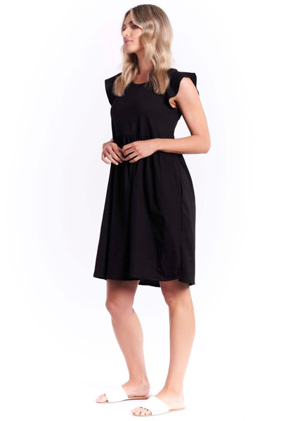 Betty Basics Frill Midi Dress in Black - Hey Sara