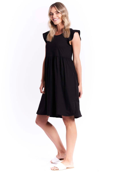 Betty Basics Frill Midi Dress in Black - Hey Sara