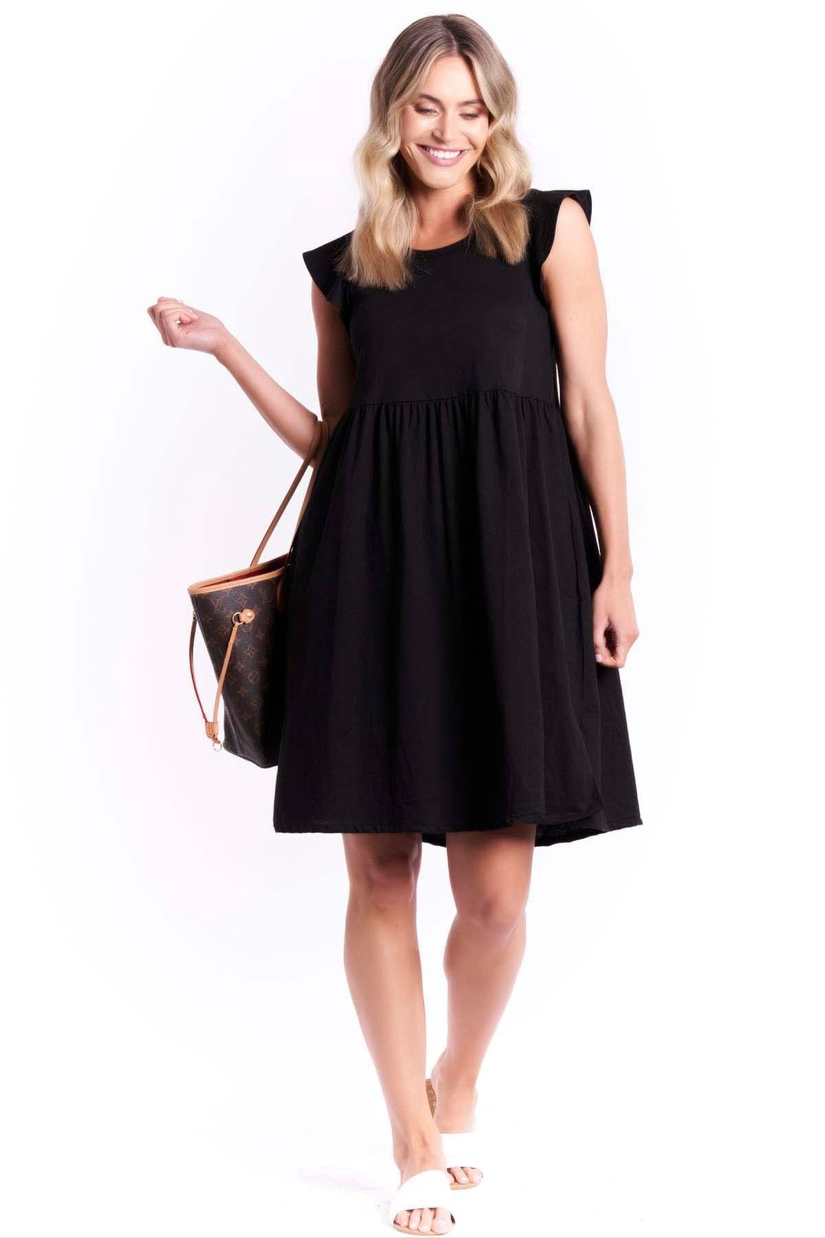 Betty Basics Frill Midi Dress in Black - Hey Sara