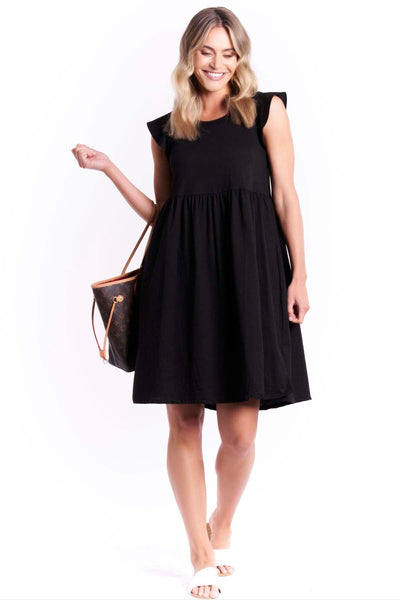 Betty Basics Frill Midi Dress in Black - Hey Sara