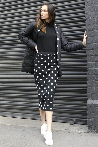 Betty Basics Gigi Skirt in Black with White Polka Dot - Hey Sara