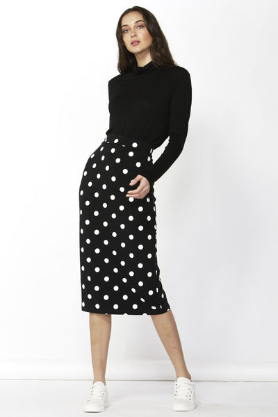 Betty Basics Gigi Skirt in Black with White Polka Dot - Hey Sara