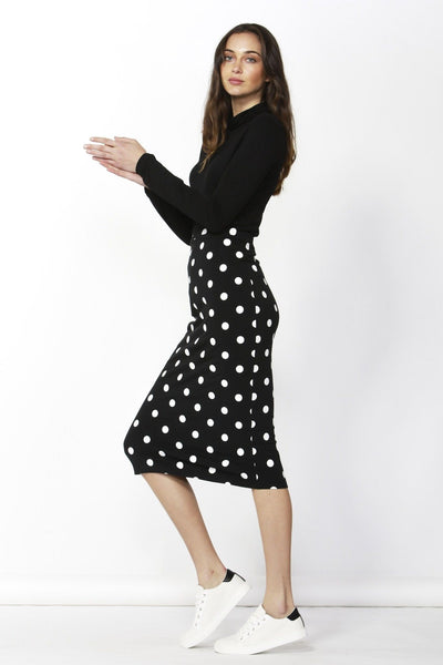 Betty Basics Gigi Skirt in Black with White Polka Dot - Hey Sara