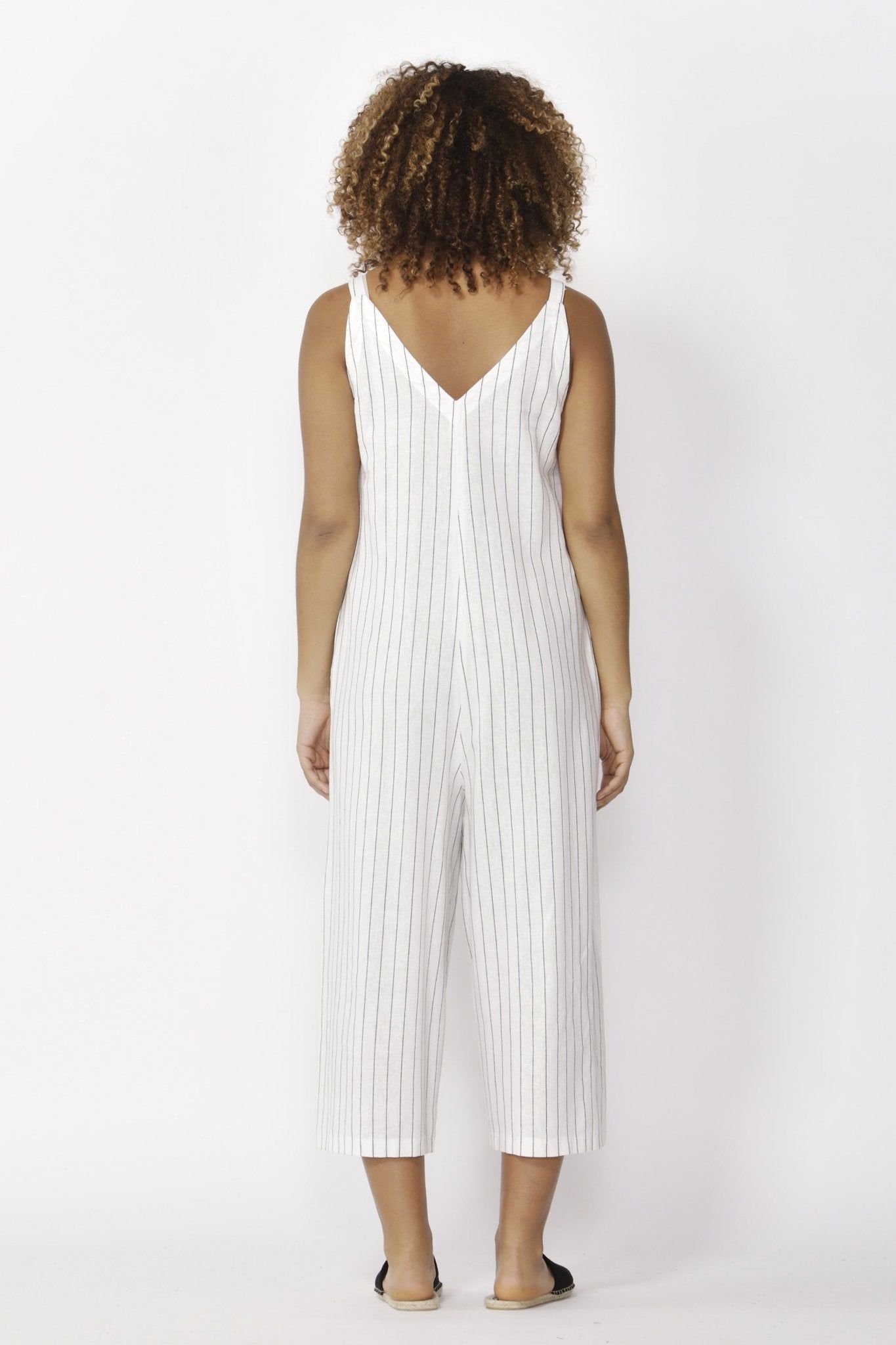 Betty Basics Hendrick Jumpsuit in White Pinstripe - Hey Sara