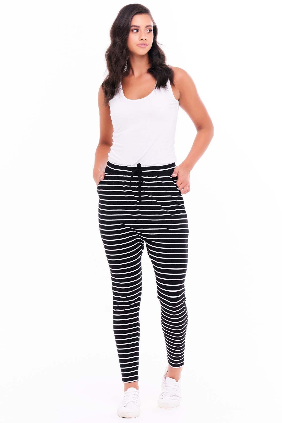 Betty Basics Jade Pant in Black with White Stripe - Hey Sara