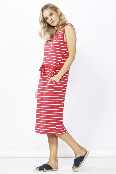 Betty Basics Jennifer Midi Dress in Red White Stripe - Hey Sara