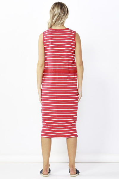 Betty Basics Jennifer Midi Dress in Red White Stripe - Hey Sara