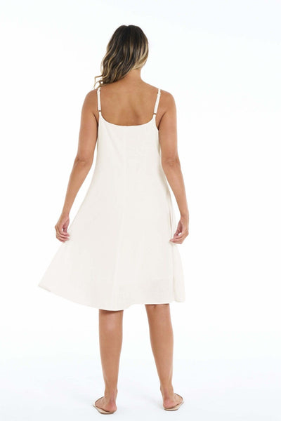 Betty Basics Kelsey Linen Mini Dress in Ivory White - Hey Sara