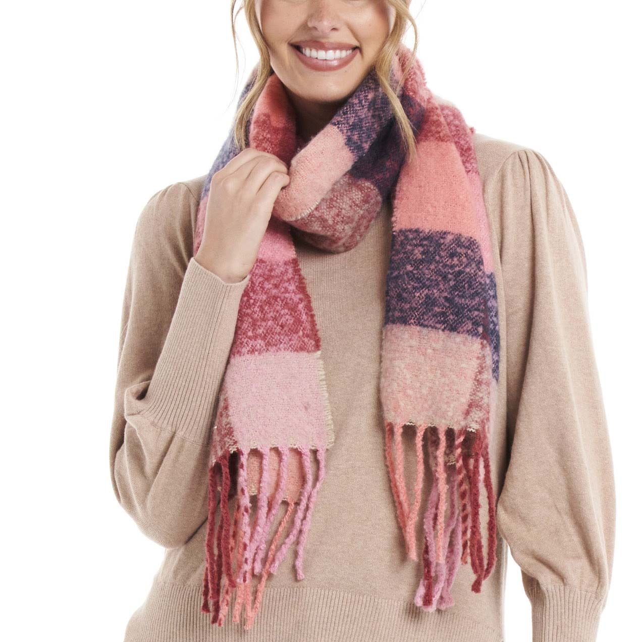 Betty Basics Kendall Scarf in Raspberry Check - Hey Sara