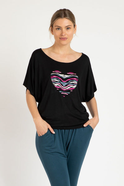 Betty Basics Maui Tee in Black with Amore Print - Hey Sara