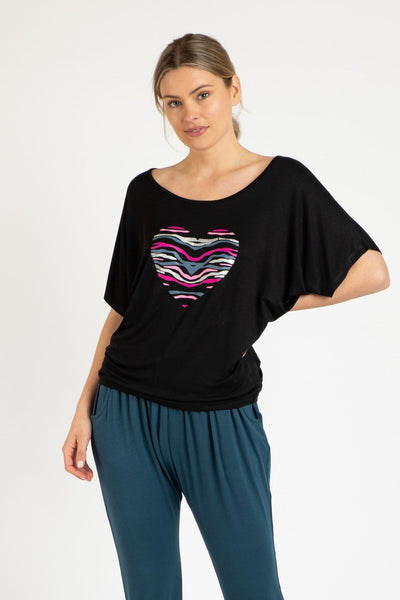 Betty Basics Maui Tee in Black with Amore Print - Hey Sara